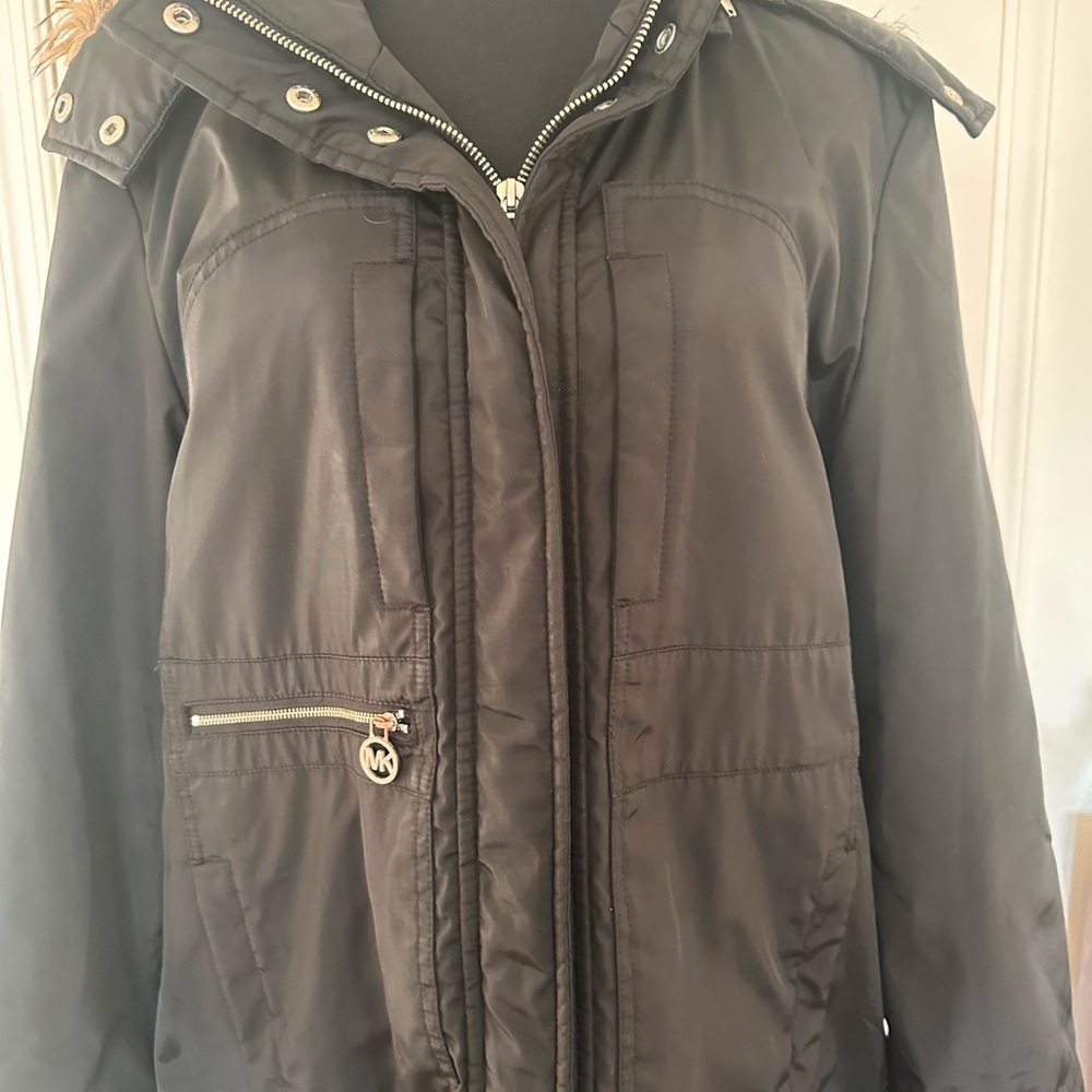 MICHAEL MICHAEL KORS Women’s Black Full Zipper Hooded Coat - L - Picture 3 of 10